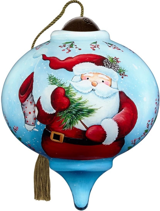 Ne'Qwa Art 7211112 Whimsical Santa with Tree and Stocking Ornament