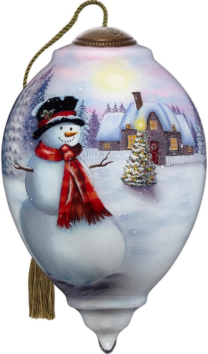 Ne'Qwa Art 7211131 Traditional Snowman With Red Scarf Ornament