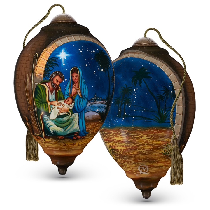 Ne'Qwa Art 7221102 Joseph Holding Baby Jesus with Mary Ornament