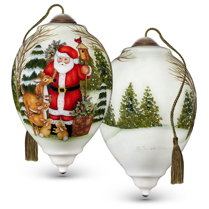 Ne'Qwa Art 7221116N Woodland Santa With Forest Critters Ornament