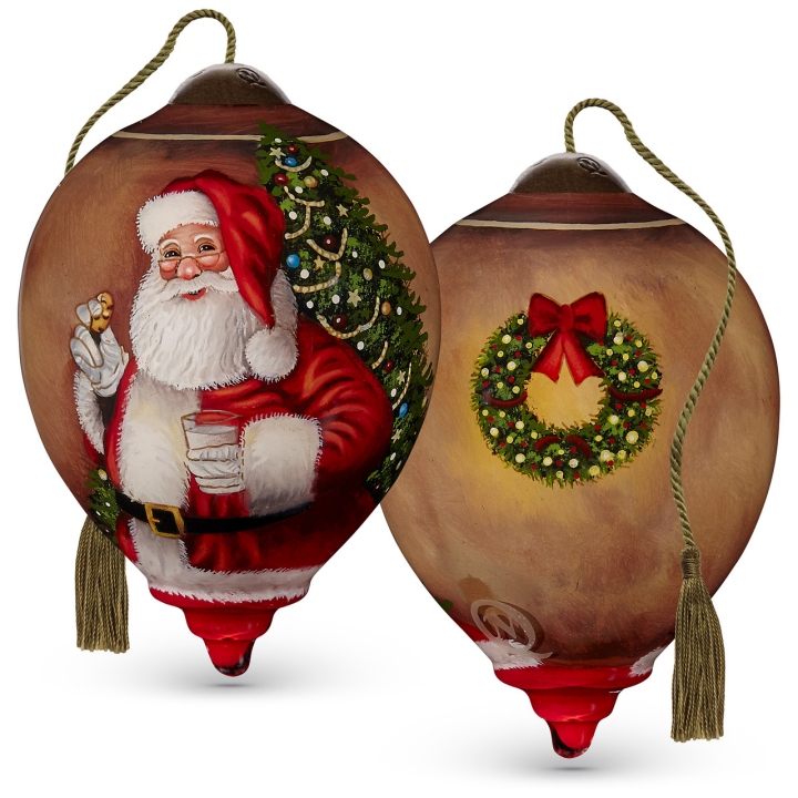 Ne'Qwa Art 7221123 Santa Eating Milk and Cookie Ornament