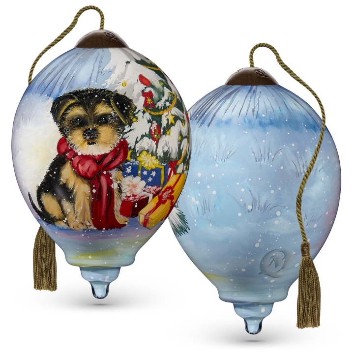 Ne'Qwa Art 7221132N Puppy Outdoor With Red Scarf By Tree Ornament