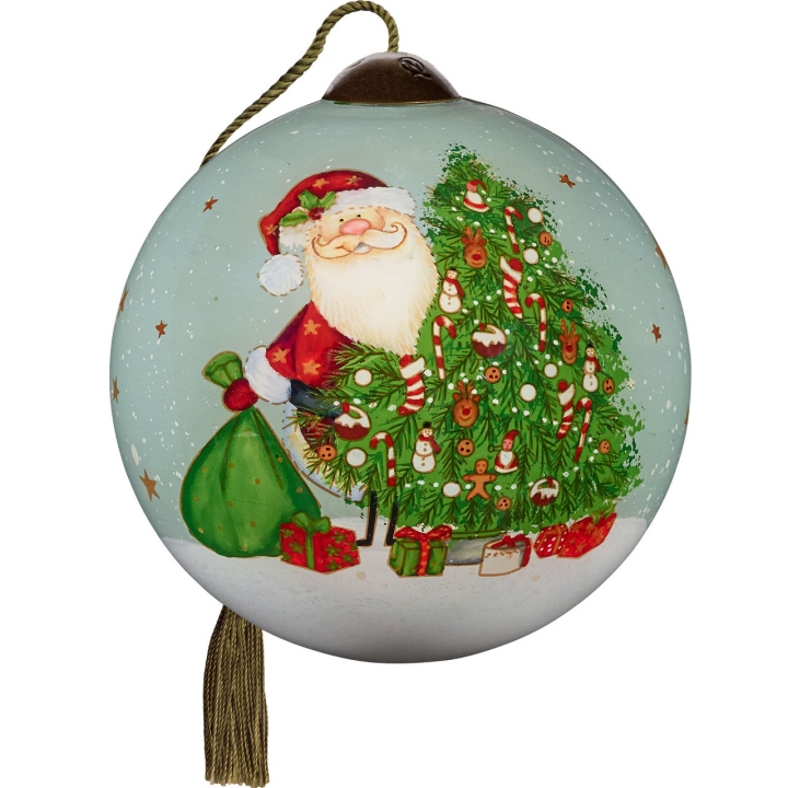 Ne'Qwa Art 7231120 Cartoon Santa With Toys And Tree Ornament