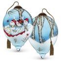 Ne'Qwa Art 7211115 Three Snowmen Sledding Ornament