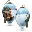 Ne'Qwa Art 7211123 Cardinal Couple On Winter Barrel Ornament