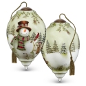 Ne'Qwa Art 7211129 Snowman With Cardinal Framed In Berries Ornament