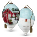 Ne'Qwa Art 7221111 Snowman Couple with Farmhouse Ornament