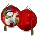 Ne'Qwa Art 7221113 Snowman with Gifts Tree and Candy Cane Ornament