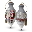 Ne'Qwa Art 7221118 Santa with Sleigh Checking His List Ornament