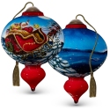 Ne'Qwa Art 7221120 Santa In Sleigh Flying Over Pine Trees Ornament