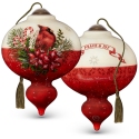 Ne'Qwa Art 7221124i Peace and Joy Cardinal with Candy Canes Ornament