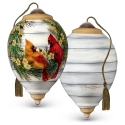 Ne'Qwa Art 7221125N Cardinal Couple With White Blossoms Ornament