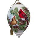 Ne'Qwa Art 7231106 Cardinal Couple With Snowy Pine Cones Ornament