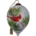 Ne'Qwa Art 7231108N Cardinal On Pine Branch With Snowflakes Ornament