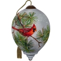 Ne'Qwa Art 7231108 Cardinal On Pine Branch With Snowflakes Ornament