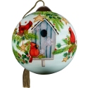 Ne'Qwa Art 7231110 Three Cardinals With Birdhouse Ornament