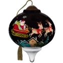 Ne'Qwa Art 7231123N Cartoon Santa Flying Above The Town Ornament