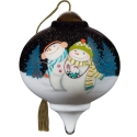 Ne'Qwa Art 7231130N Snowman Couple With Cocoa And Candy Cane Ornament