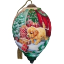 Ne'Qwa Art 7231133 Puppy On Porch With Christmas Gifts Ornament