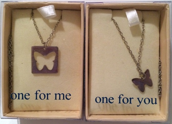 One For Me One For You 18703 Butterfly Necklaces Set of 2