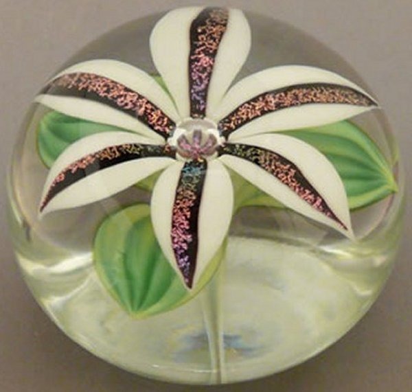 Orient and Flume 2426W Lily Dichroic White Paperweight