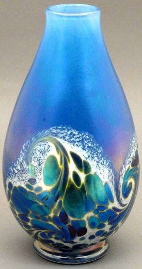 Orient and Flume 4453BLUE Ocean Wave Teardrop Vase