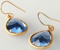 OTM Fashion Jewelry 4032777 Sapphire Glass and Brass Goldtone Earrings