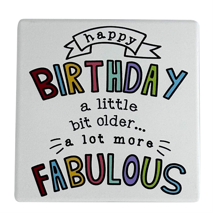 Our Name Is Mud 6013760 Fabulous Birthday Coaster Set of 4