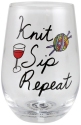 Our Name Is Mud 6013234 Knit Happens Stemless Wine Glass Set of 2