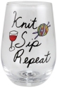 Our Name Is Mud 6013234N Knit Happens Stemless Wine Glass Set of 2