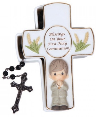 Precious Moments 123407 Communion Boy Covered Box with Rosary