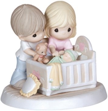 Precious Moments 132002 Parents with Baby In Crib Figurine