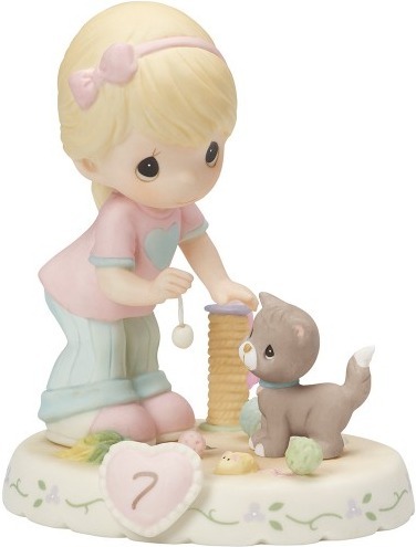 Precious Moments 154034 Girl with Kitten and Toys Age 7 Figurine