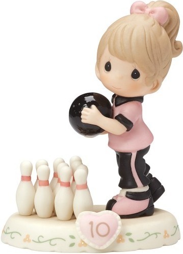 Precious Moments 154037B Brunette Girl Bowling Age 10 Figurine