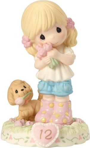 Precious Moments 162011 Girl with Puppy and Flowers Age 12 Figurine