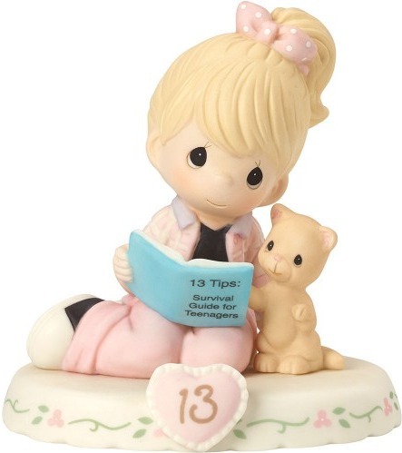 Precious Moments 162012 Girl Reading Book with Kitten Age 13 Figurine