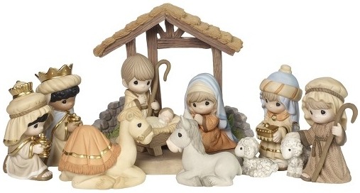 Precious Moments 181034 Nativity Figurine with Creche Set of 11