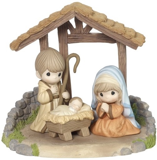 Precious Moments 181051 Holy Family Figurine with Creche Set of 4