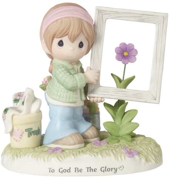 Precious Moments 182013 Girl Holding Frame Around Flower Figurine