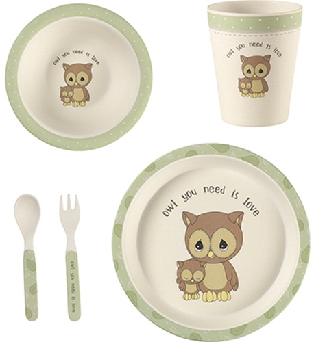 Precious Moments 182432 Mealtime Owl Gift Set Set of 5