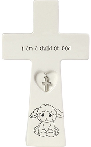 Precious Moments 183433 Baby Baptism Cross with Charm