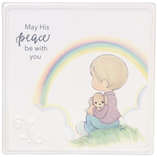 Precious Moments 185052i Boy with Rainbow Plaque