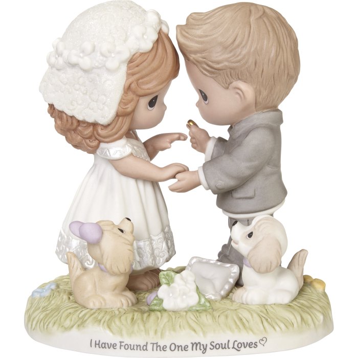 Precious Moments 192021 Barefoot Couple with Puppies Wedding Figurine