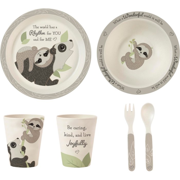 Precious Moments 192437 Mealtime Bear Sloth Gift Set Set of 5