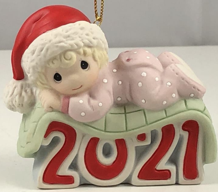 Precious Moments 211005 Dated 2021 Baby Girl Christmas Ornament