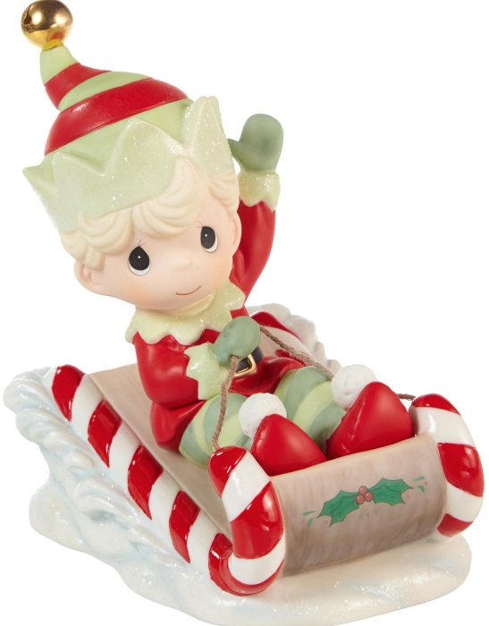 Precious Moments 211013 Annual Elf On Toboggan Figurine