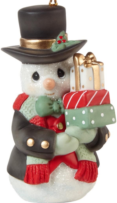Precious Moments 211018 Annual Snowman Holding Gifts Ornament