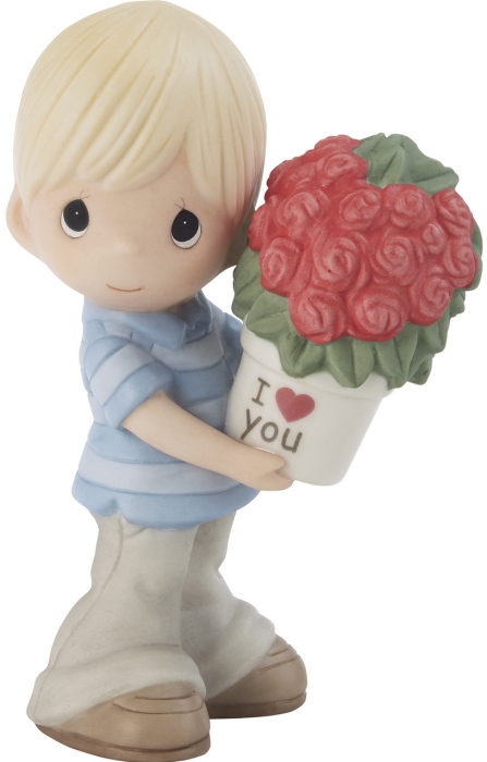 Precious Moments 212002 Blonde Boy Holding Flower Pot Figurine