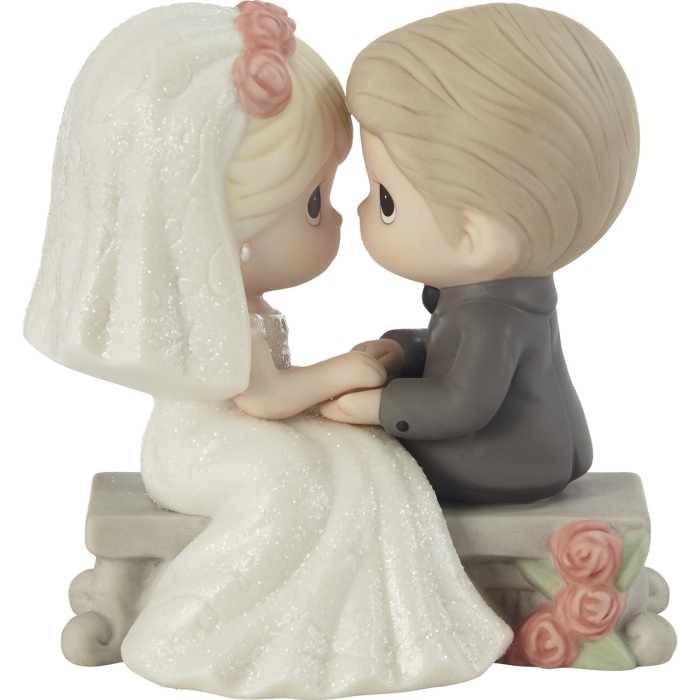 Precious Moments 212005 Bride And Groom Sitting On Bench Figurine
