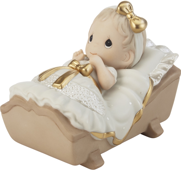 Precious Moments 212018 Baby In Cradle Baptism Figurine - Girl